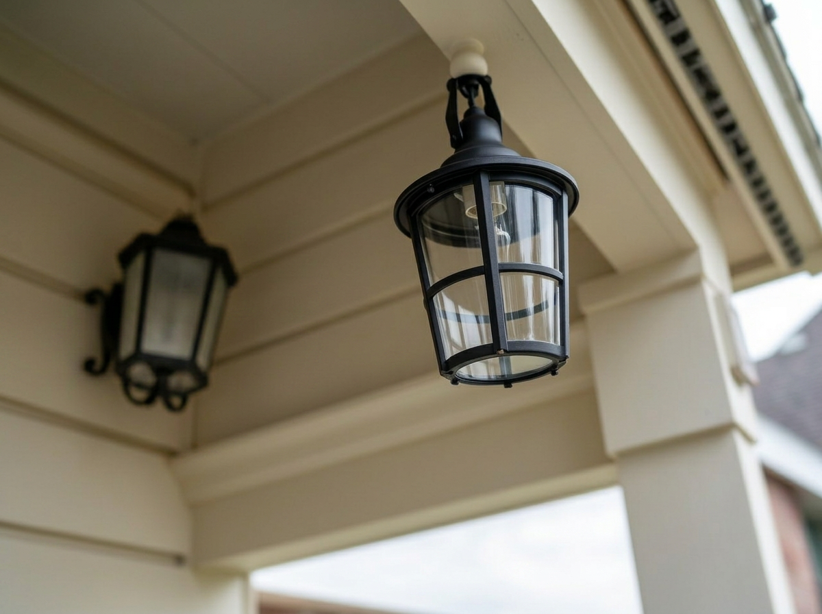 Same porch light fixture clean and web free after service
